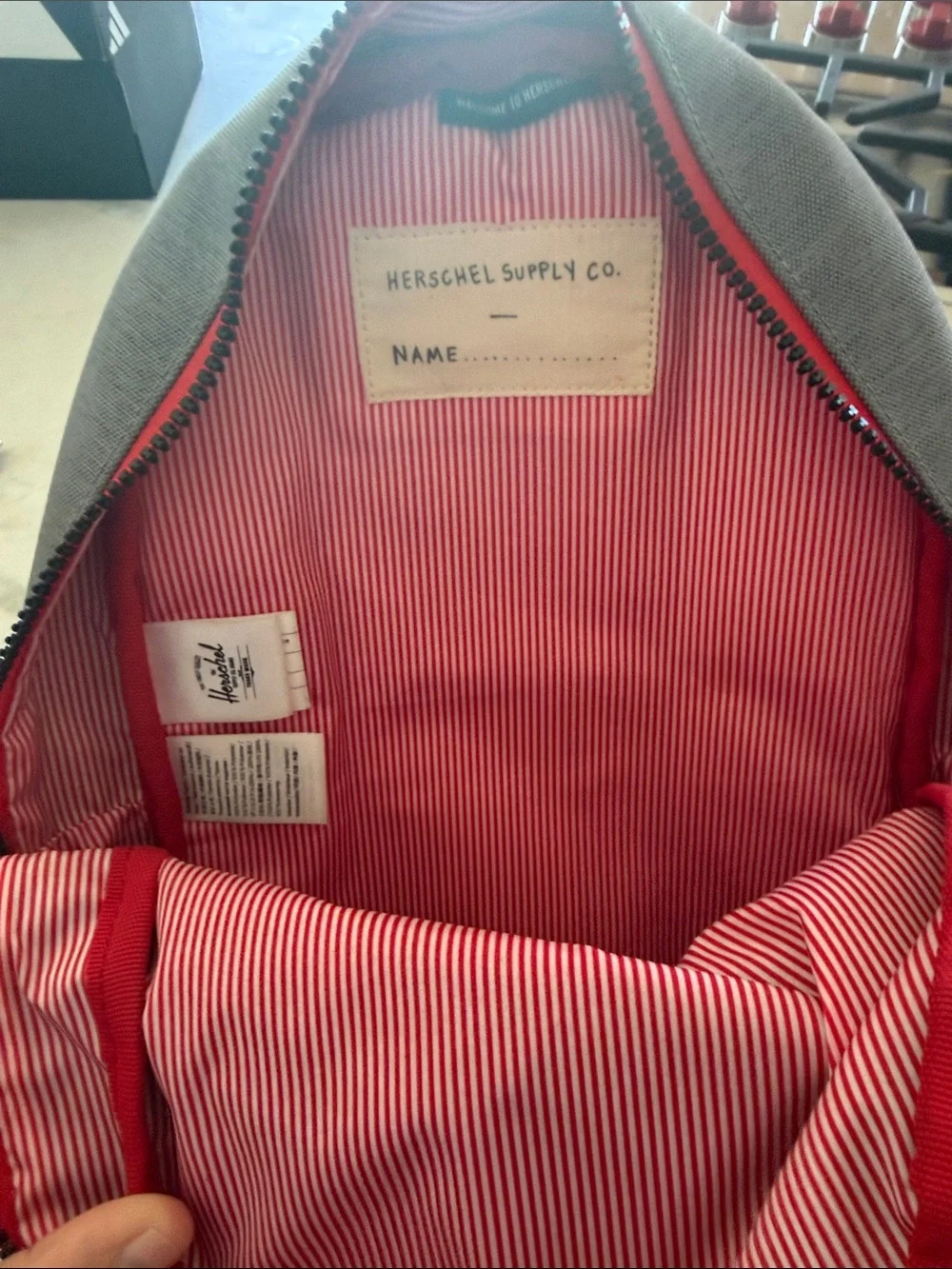Herschel Supply Co. Two-Tone Gray & Dark Charcoal Backpack with Red Accents
